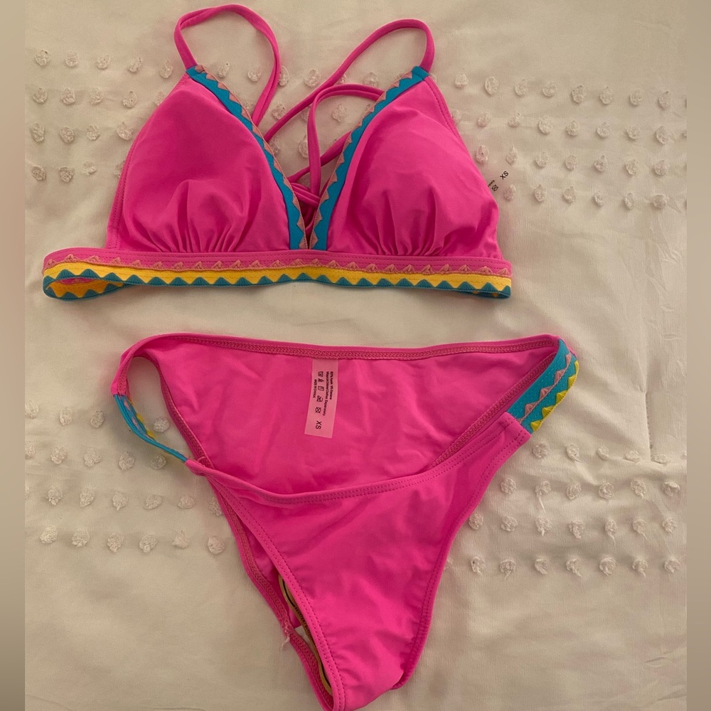 Shein hot pink bikini set